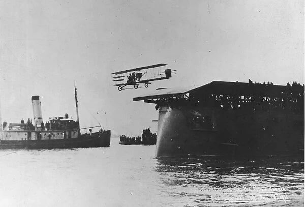Launching. A Photograph of an Aeroplane Launching from the Deck of a Ship circa 1915