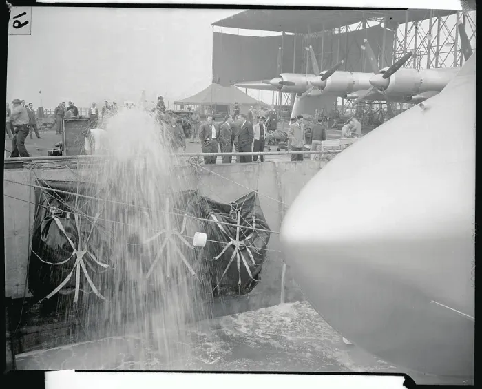 Framed Print : Launching of Howard Hughes Spruce Goose Framed Print : Launching of Howard Hughes Spruce Goose