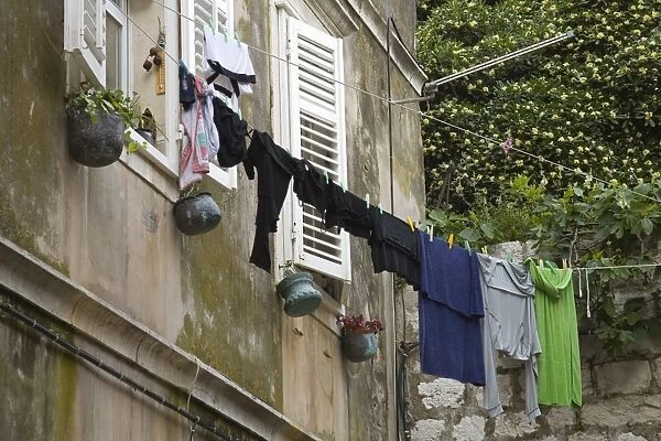 Laundry hanging from a line, Dubrovnik, Croatia
