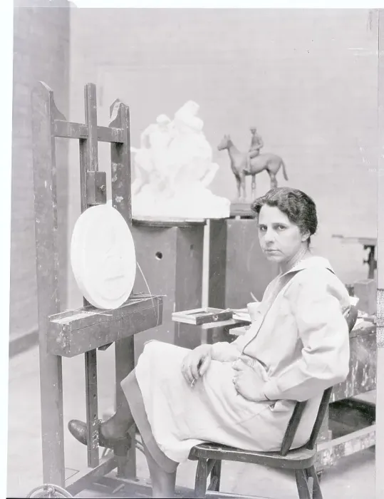 Framed Print : Laura Gardin Fraser Carving a Plaster Cast Framed Print : Laura Gardin Fraser Carving a Plaster Cast