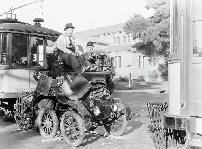 Framed Print : Laurel and Hardy Smashing Auto