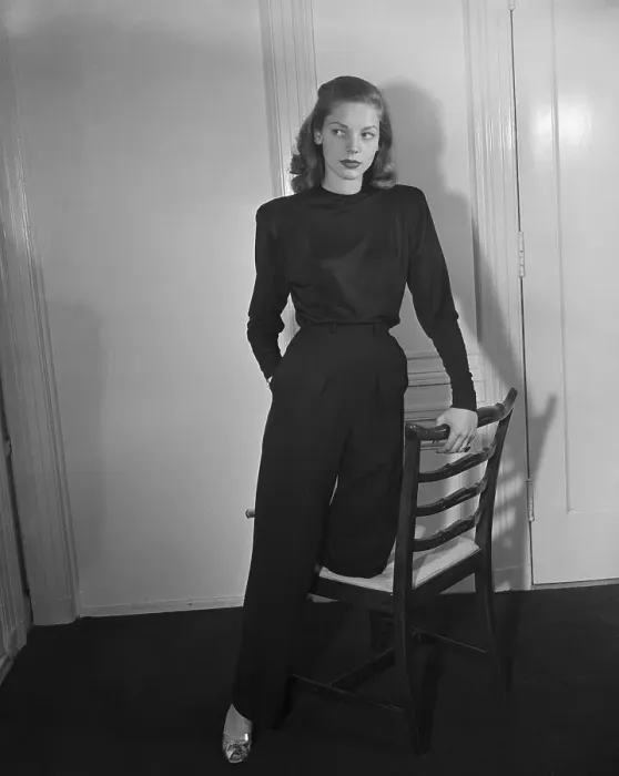Framed Print : Lauren Bacall In Blouse & Pants / Full Len Framed Print : Lauren Bacall In Blouse & Pants / Full Len
