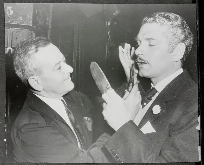 Framed Print : Laurence Olivier Getting Moustache Groomed by William Wyler Framed Print : Laurence Olivier Getting Moustache Groomed by William Wyler