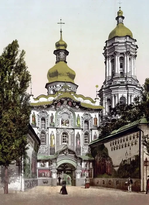 Framed Print : The Lavra Gate, Kiev, Russia, Ukraine, c. 1890, Historic, digitally enhanced reproduction of a photochrome print of the period