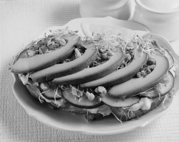 Framed Print : Layered vegetable salad on plate, close-up Framed Print : Layered vegetable salad on plate, close-up