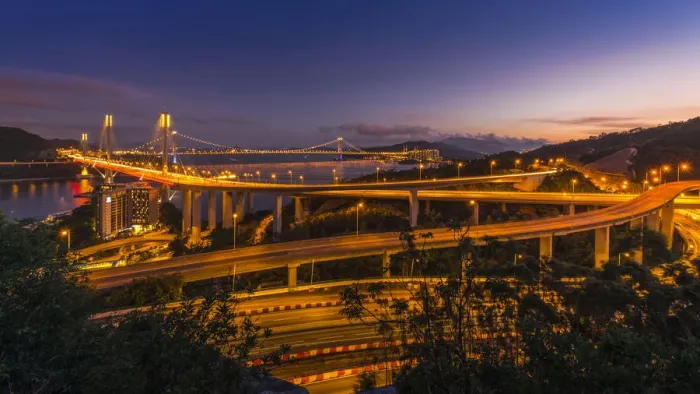 Framed Print : Layering of Hong Kong highway night view Framed Print : Layering of Hong Kong highway night view
