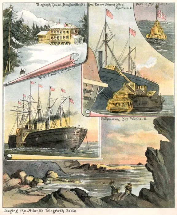 Framed Print : Laying the Atlantic telegraph cable Framed Print : Laying the Atlantic telegraph cable