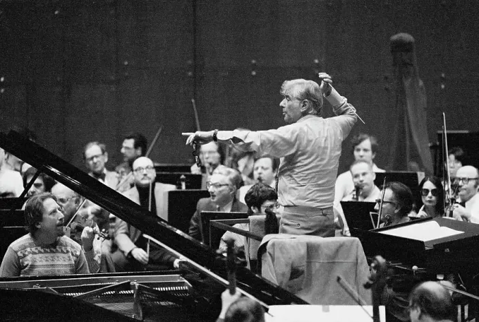 Framed Print : Lazar Berman Playing Piano with Leonard Bernstein Conducting Framed Print : Lazar Berman Playing Piano with Leonard Bernstein Conducting