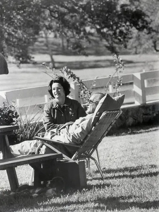 Framed Print : LBJ, Lady Bird and Dog Relax On Lawn