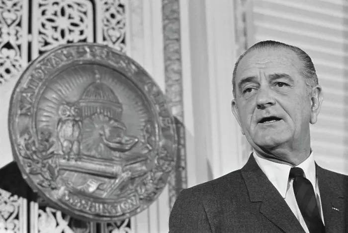 Framed Print : LBJ At The National Press Club, 1969