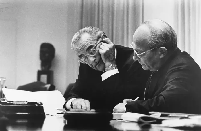Framed Print : Lbj & Walter Rostow Look At Papers Framed Print : Lbj & Walter Rostow Look At Papers