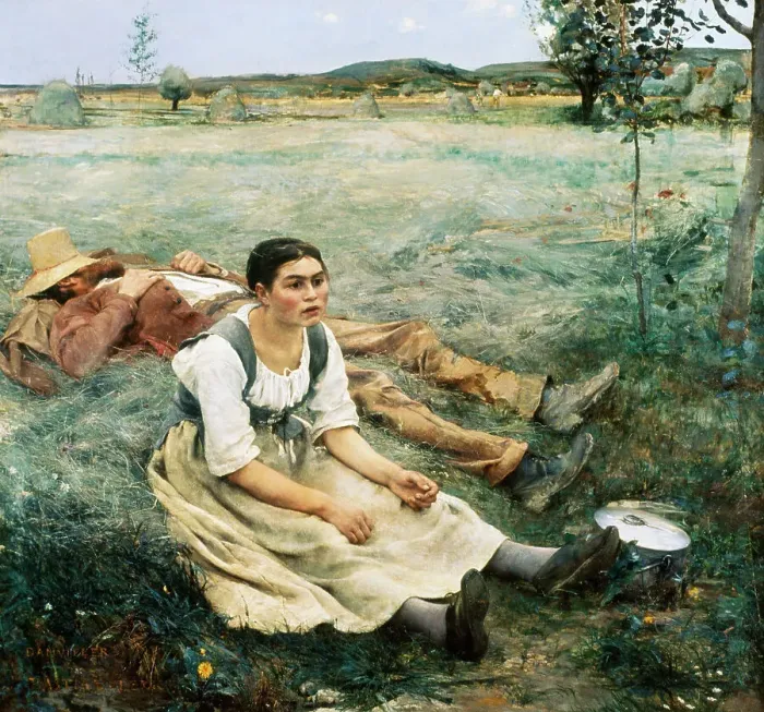 Framed Print : Le Foins by Jules Bastien-Lepage Framed Print : Le Foins by Jules Bastien-Lepage