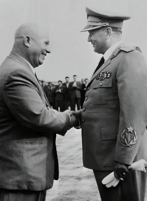 Framed Print : Leader Nikita Khrushchev Shaking Hands With Marshal Tito Framed Print : Leader Nikita Khrushchev Shaking Hands With Marshal Tito
