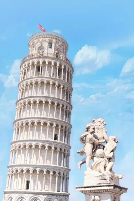 Framed Print : Leaning Tower of Pisa and Statue of Angels Framed Print : Leaning Tower of Pisa and Statue of Angels