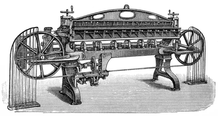Framed Print : Leather industry, splitting machine Framed Print : Leather industry, splitting machine
