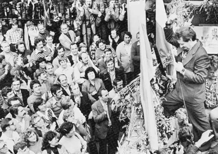 Framed Print : Lech Walesa Addressing Supporters Framed Print : Lech Walesa Addressing Supporters