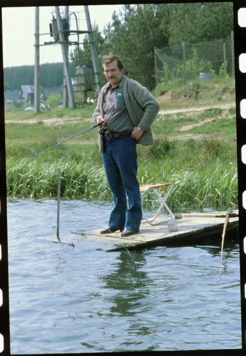 Framed Print : Lech Walesa Fishing in Park Framed Print : Lech Walesa Fishing in Park