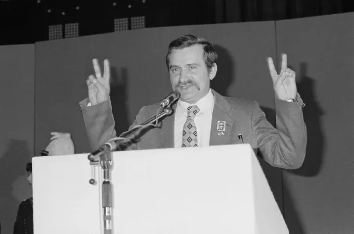 Framed Print : Lech Walesa Making Victory Signs Framed Print : Lech Walesa Making Victory Signs