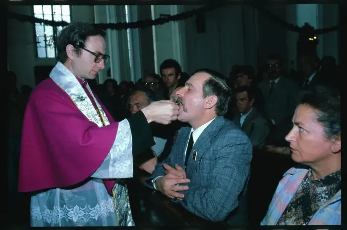 Framed Print : Lech Walesa Receiving Communion Framed Print : Lech Walesa Receiving Communion