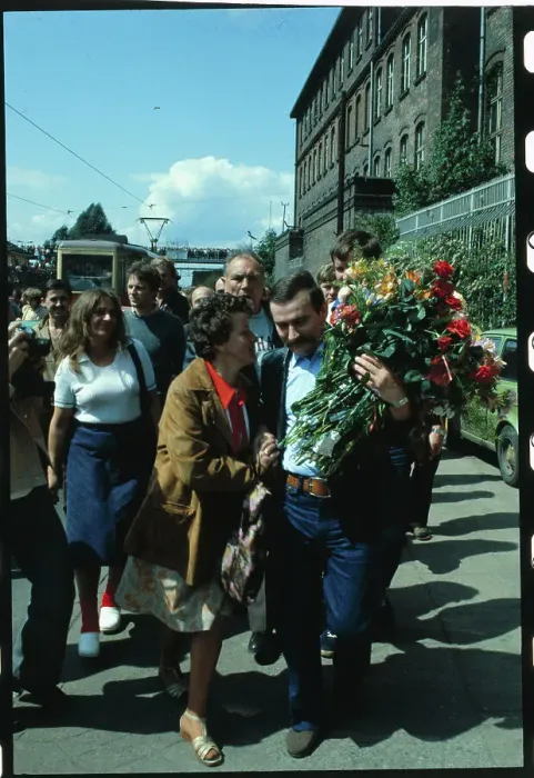 Framed Print : Lech Walesa Receiving Flowers Framed Print : Lech Walesa Receiving Flowers