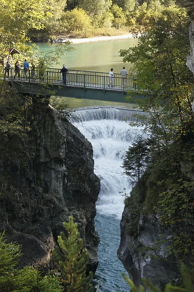 Lechfall waterfall, Lech river near Fussen, Ostallgaeu, Allgaeu, Swabia, Bavaria, Germany, Europe