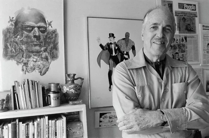 Framed Print : Lee Falk Standing in Front of Painting Framed Print : Lee Falk Standing in Front of Painting