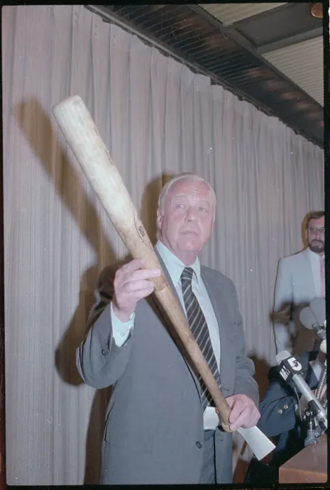 Framed Print : Lee MacPhail Holding Baseball Bat Framed Print : Lee MacPhail Holding Baseball Bat