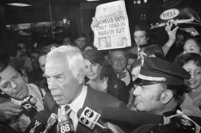 Framed Print : Lee Marvin Addressing Press Framed Print : Lee Marvin Addressing Press