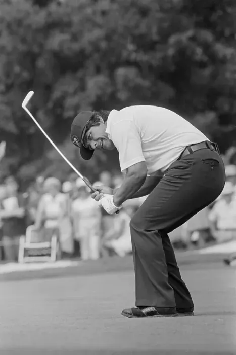 Framed Print : Lee Trevino Bending in Golf Position Framed Print : Lee Trevino Bending in Golf Position