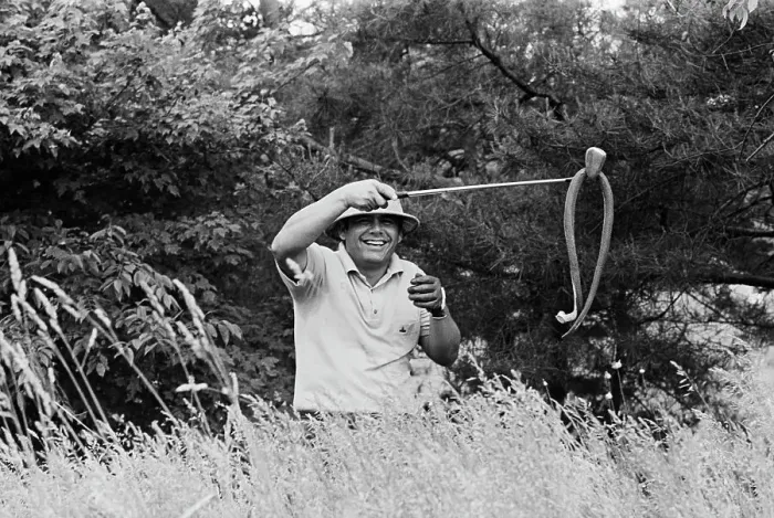 Framed Print : Lee Trevino with Fake Snake Framed Print : Lee Trevino with Fake Snake