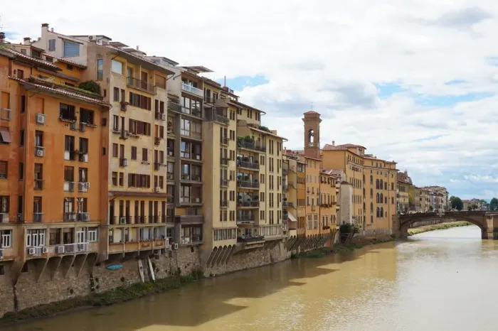 Framed Print : Left Riverside, Arno River, Santa Trinita Bridge, Florence, Italy Framed Print : Left Riverside, Arno River, Santa Trinita Bridge, Florence, Italy