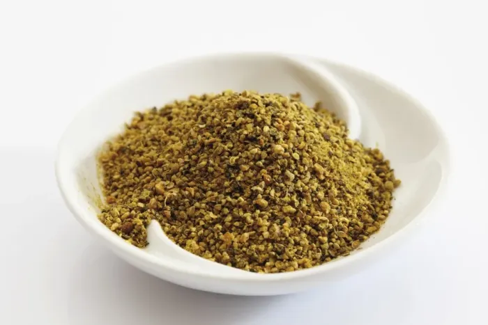 Framed Print : Lemon pepper spice blend in a small porcelain bowl