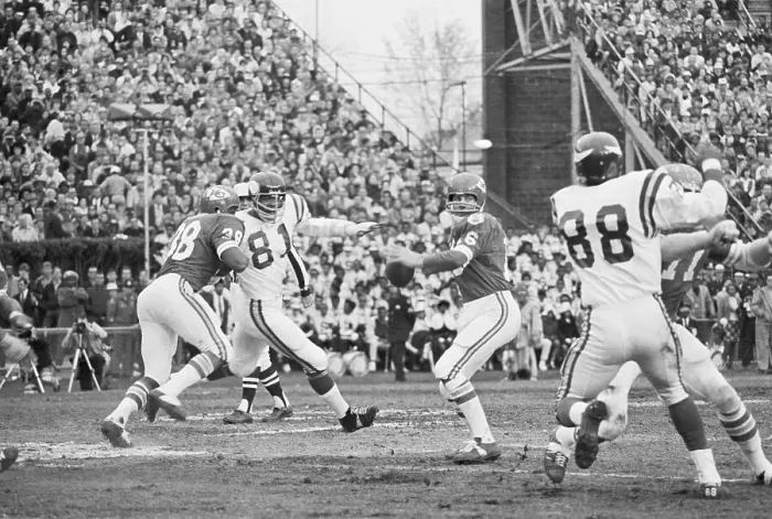 Framed Print : Len Dawson with Ball During Super Bowl Game