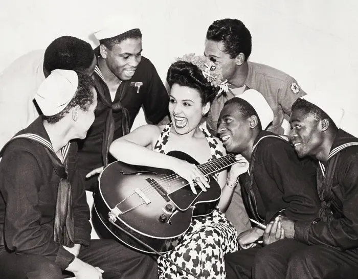 Framed Print : Lena Horne Playing Guitar for Servicemen