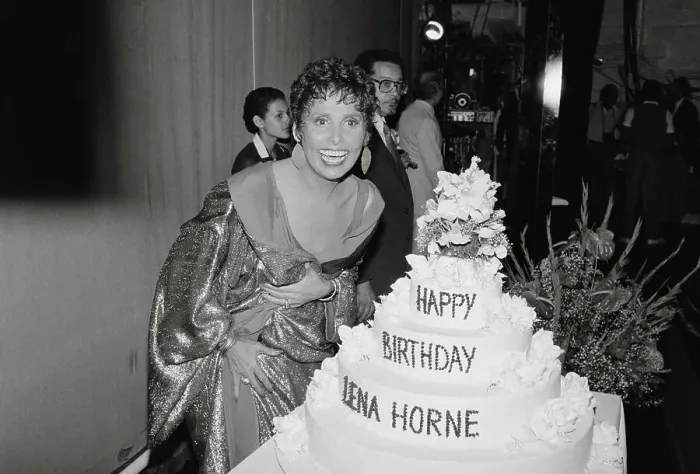 Framed Print : Lena Horne Posing with Her Premiere Event Cake Framed Print : Lena Horne Posing with Her Premiere Event Cake