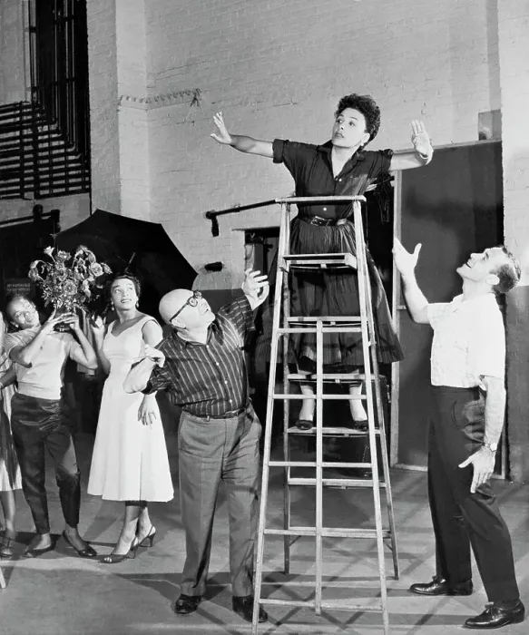 Framed Print : Lena Horne Rehearsing Atop Ladder Framed Print : Lena Horne Rehearsing Atop Ladder