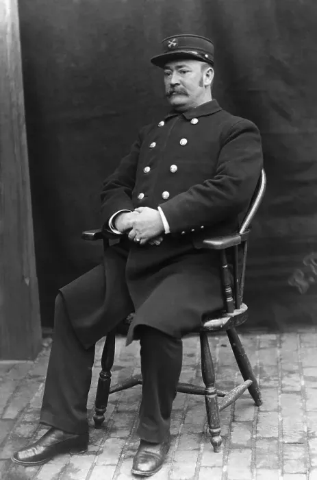 Framed Print : Full Length Fire Chief In Uniform Old Framed Print : Full Length Fire Chief In Uniform Old