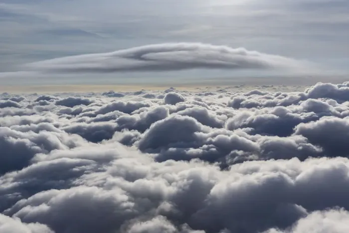 Framed Print : Lenticular cloud, Cumulus lenticularis, above the top layer of clouds, North Rhine-Westphalia, Germany Framed Print : Lenticular cloud, Cumulus lenticularis, above the top layer of clouds, North Rhine-Westphalia, Germany