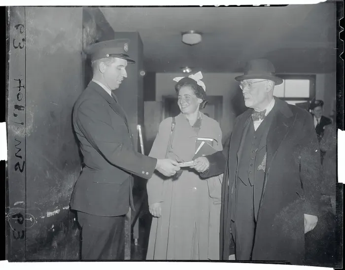 Framed Print : Leo Baeck Arriving in New York with Granddaughter Framed Print : Leo Baeck Arriving in New York with Granddaughter