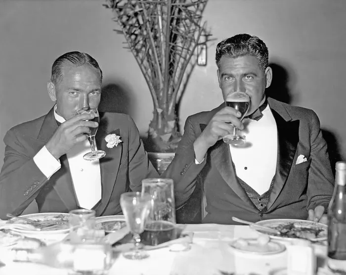 Framed Print : Leo Diegel and Olin Dutra Drink Beers Framed Print : Leo Diegel and Olin Dutra Drink Beers