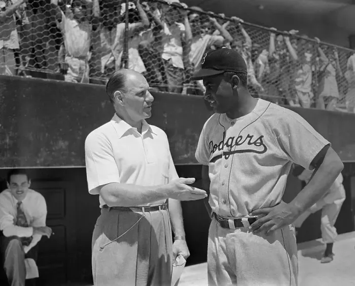 Framed Print : Leo Durocher Talking with Jackie Robinson Framed Print : Leo Durocher Talking with Jackie Robinson