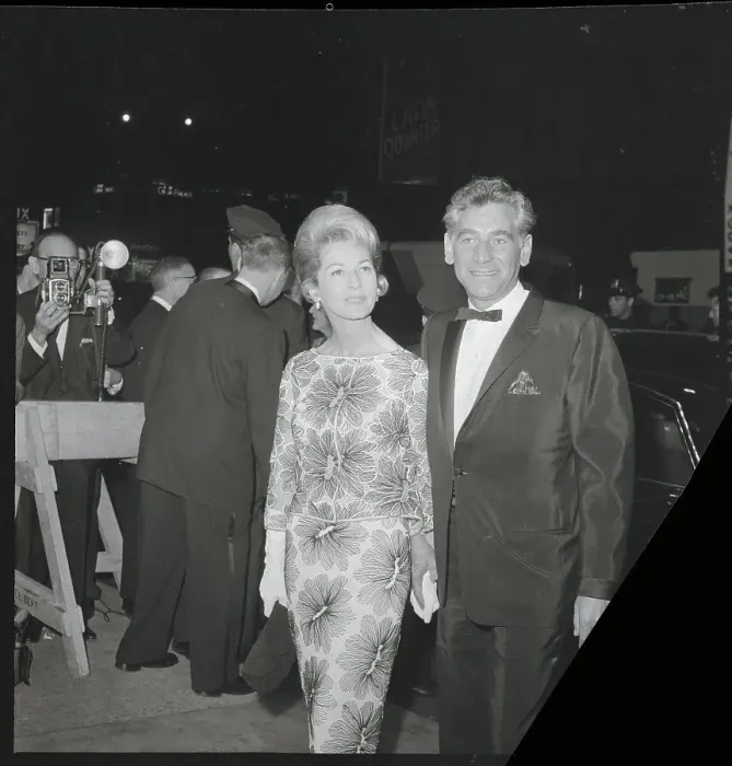 Framed Print : Leonard Bernstein Arriving with Wife Framed Print : Leonard Bernstein Arriving with Wife