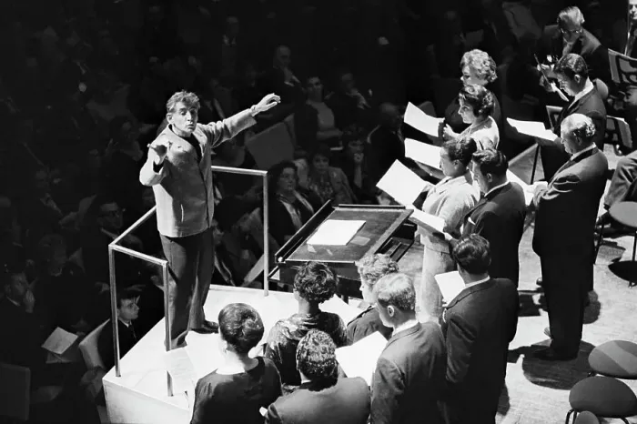 Framed Print : Leonard Bernstein Conducting Orchestra Framed Print : Leonard Bernstein Conducting Orchestra