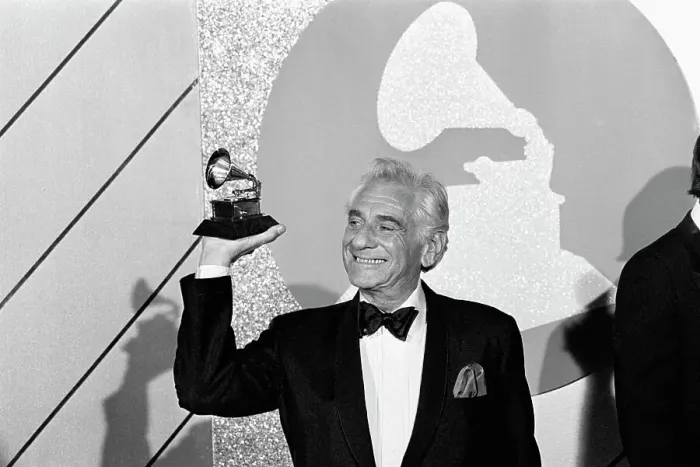 Framed Print : Leonard Bernstein Holding Grammy Framed Print : Leonard Bernstein Holding Grammy