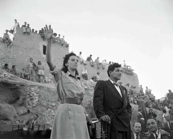Framed Print : Leonard Bernstein Being Introduced on Stage