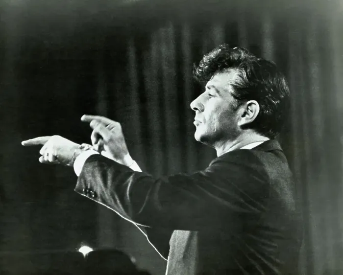 Framed Print : Leonard Bernstein Leading Orchestra