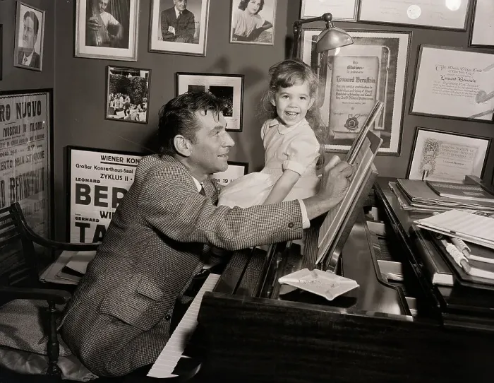 Framed Print : Leonard Bernstein At Piano W / Daughter Framed Print : Leonard Bernstein At Piano W / Daughter