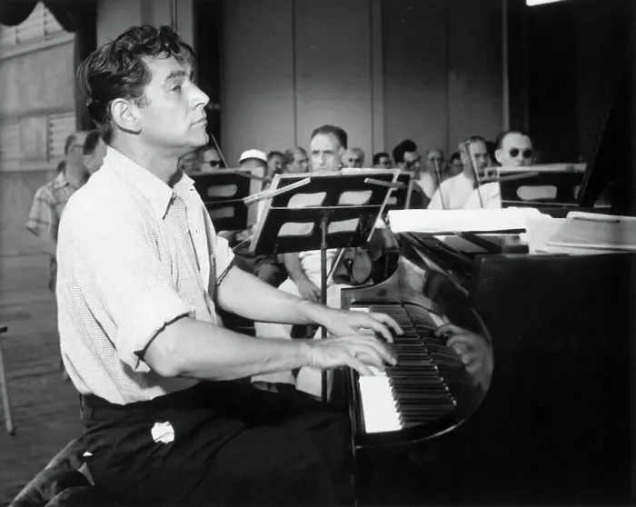 Framed Print : Leonard Bernstein Playing Piano
