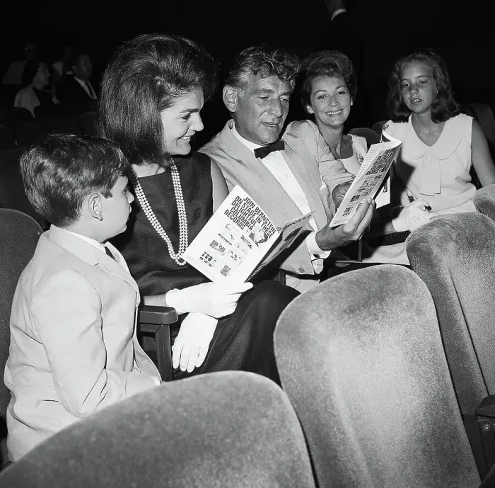 Framed Print : Leonard Bernstein with wife and Jackie Kennedy Framed Print : Leonard Bernstein with wife and Jackie Kennedy