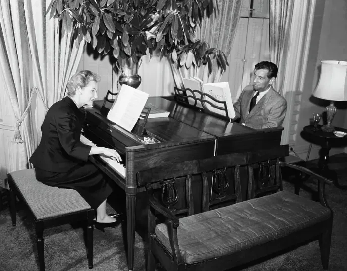 Framed Print : Leonard Bernstein And His Wife At Pianos Framed Print : Leonard Bernstein And His Wife At Pianos